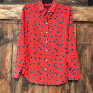 Banana Republic button down blouse. Red w/ flwrs